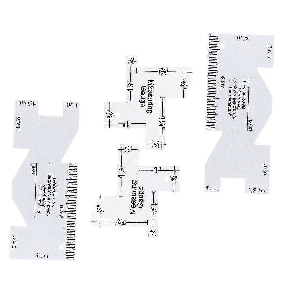 Irregular Sewing Aluminum Ruler Thickness Measuring Gauge Patchworks Quilt Tailor Tools
