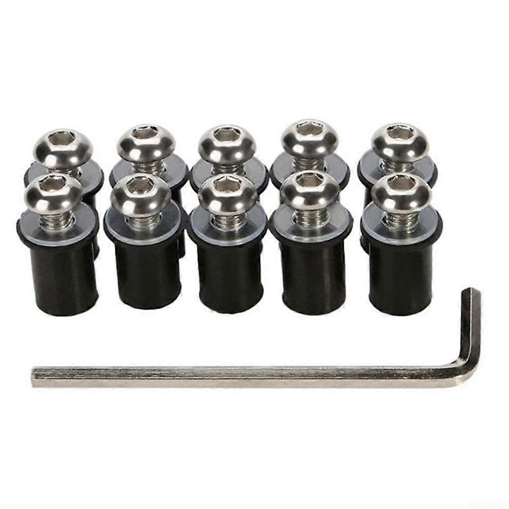 Motorcycle Windshield Bolts Kit 10PCS Aluminum Alloy Rustproof Screws for Secure Fairing Mount Silver