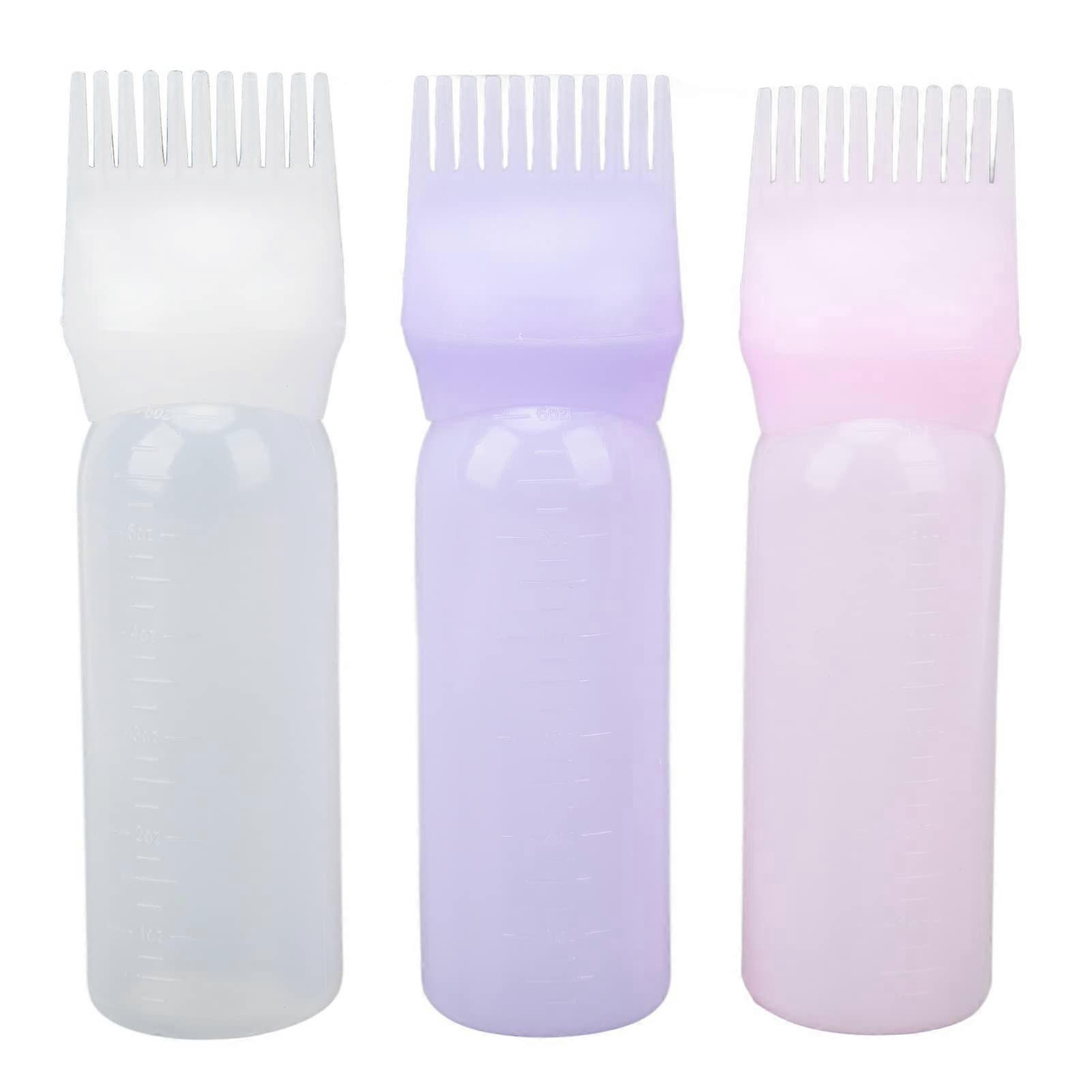3pcs Hair Dye Applicator Bottle Set with Comb and Scale for Precise Root Coloring