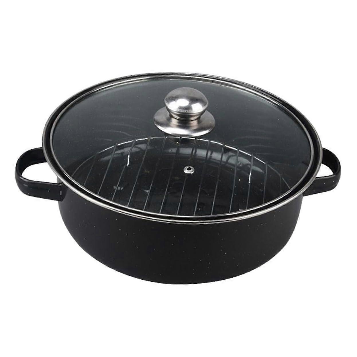 Roasting Pan MultiFunction Enamel Cookware for Oven with Binaural Handles Easy Clean Surface