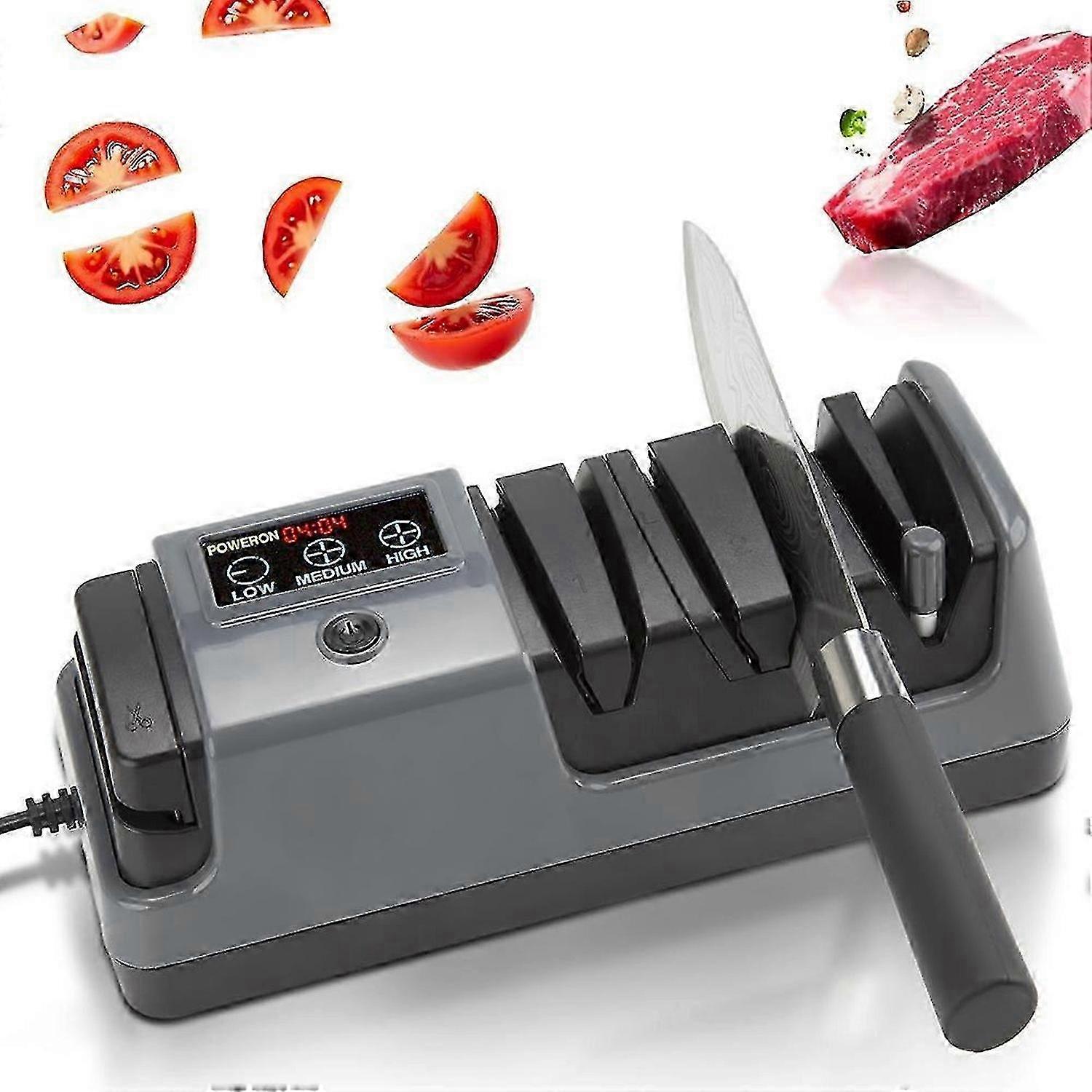 Three-stage electric knife sharpener, suitable for kitchen knives, European standard plug.