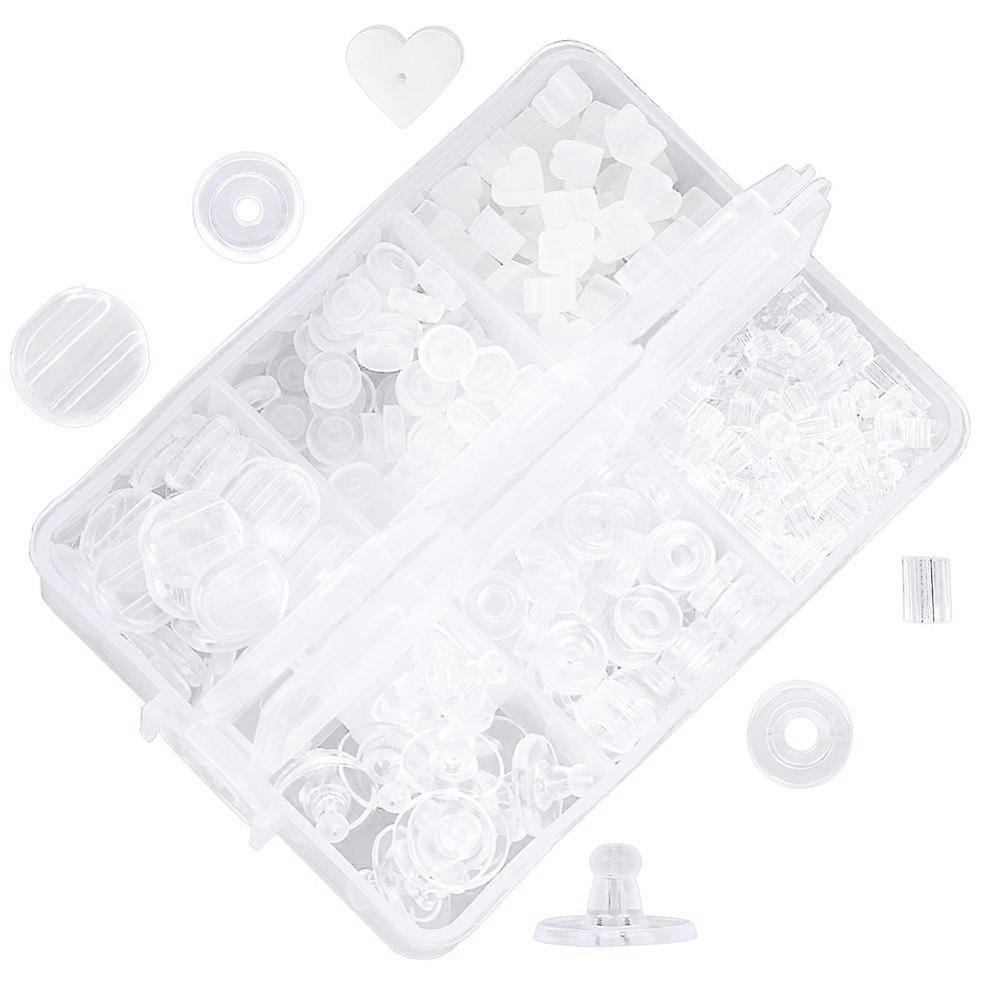 Plastic Ear Nuts Earring Backs Clear 3~10x3~10x1.5~6mm Hole: 0.5~1.6mm 400pcs/set