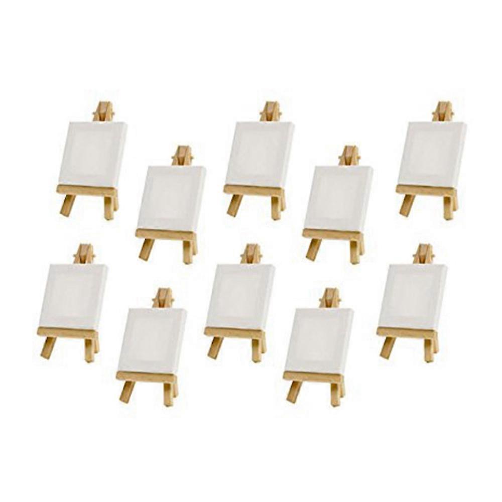 10 Sets Mini Display Easel With Canvas 8X8Cm Small Table Gift
