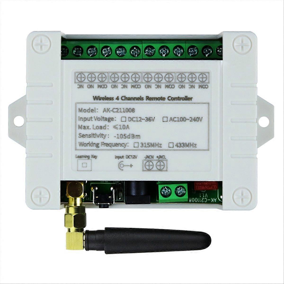 Wireless 4CH Remote Controller LED Light Switch Relay Output Radio RF Remote Control 433MHz Receiver