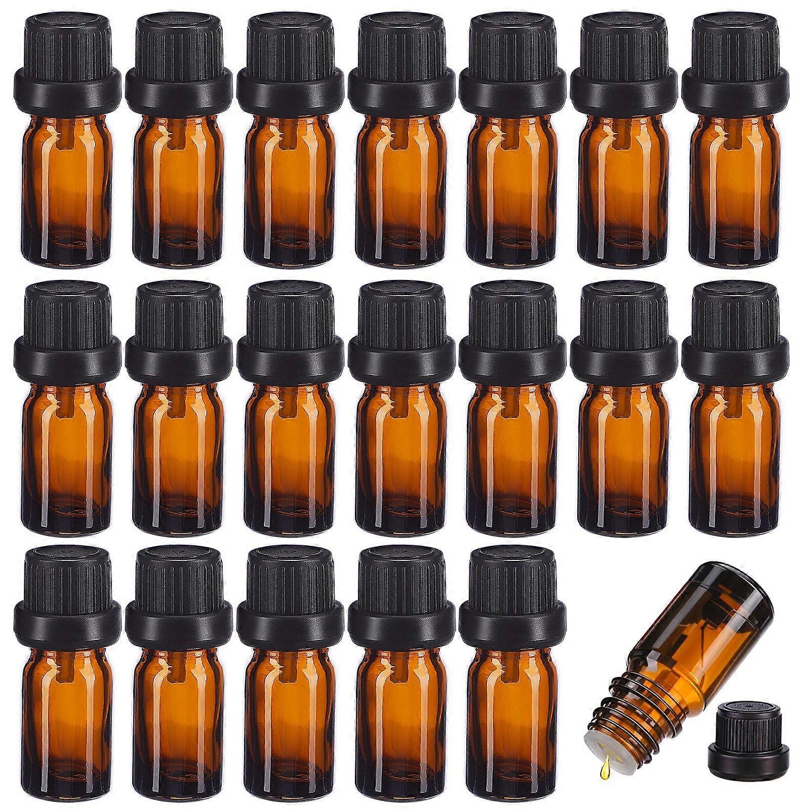 20pcs 5ml Essential Oils Bottles Amber Glass Bottles Refillable Sample Container