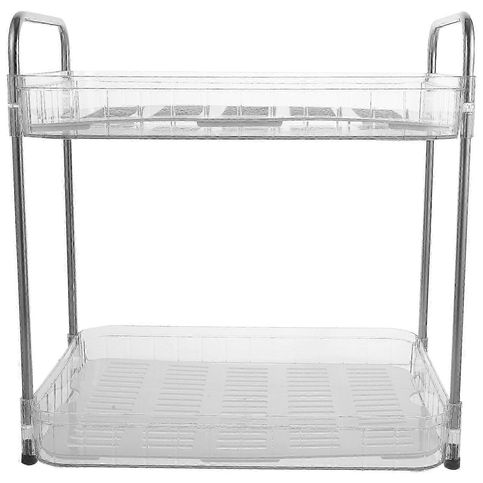 Transparent double-layer multi-functional storage rack for kitchen cabinets, drain rack