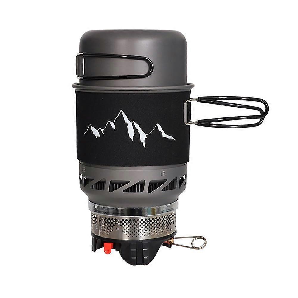 Windproof Camping Stove and Cookware Set with Compact Nesting Pots for Outdoor Backpacking