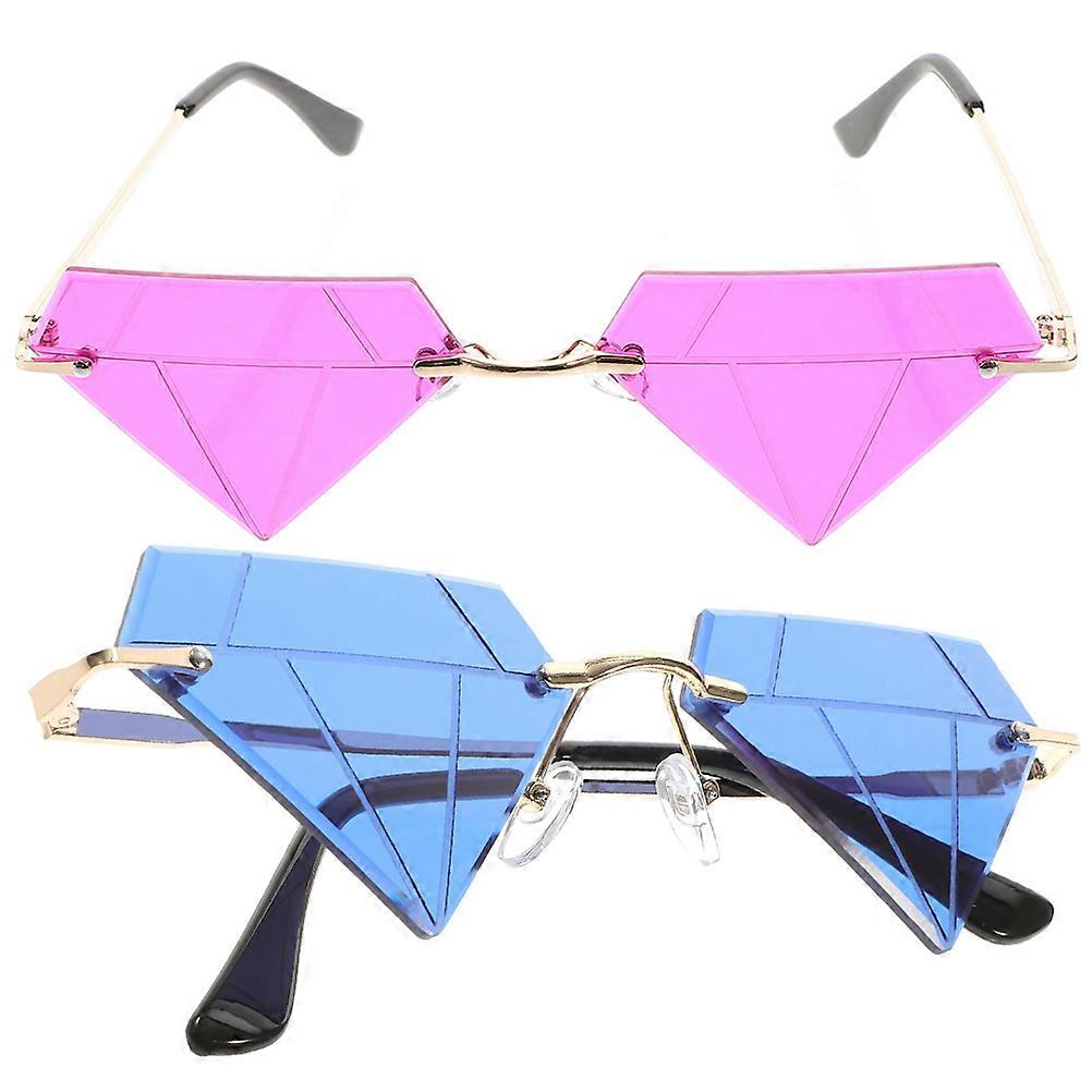 Rimless Sunglasses Party Glasses for Decor 2Pcs Assorted Color Pc Material