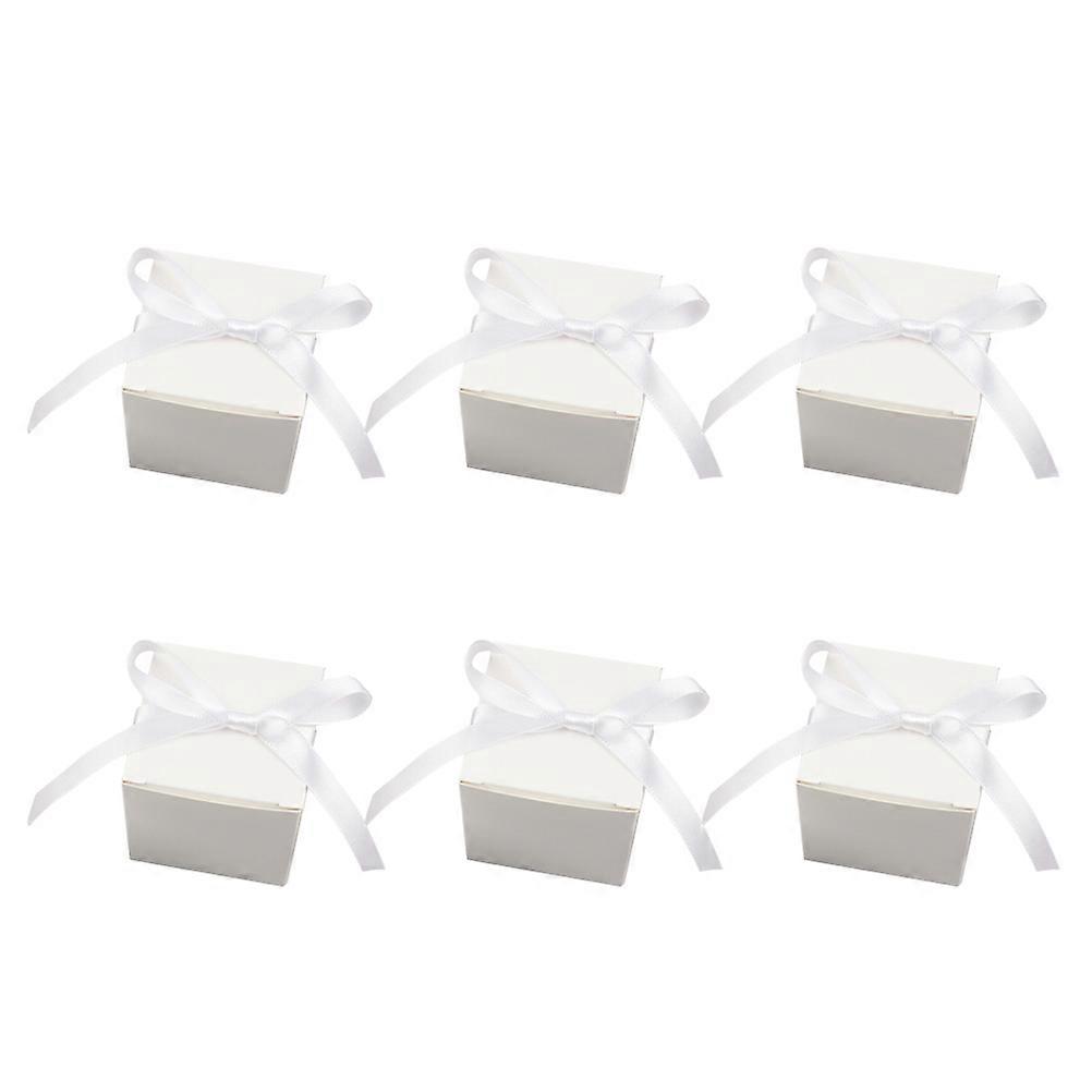 Wedding Gift Box for Storage Use 50Pcs White Ribbon Square Candy Boxes