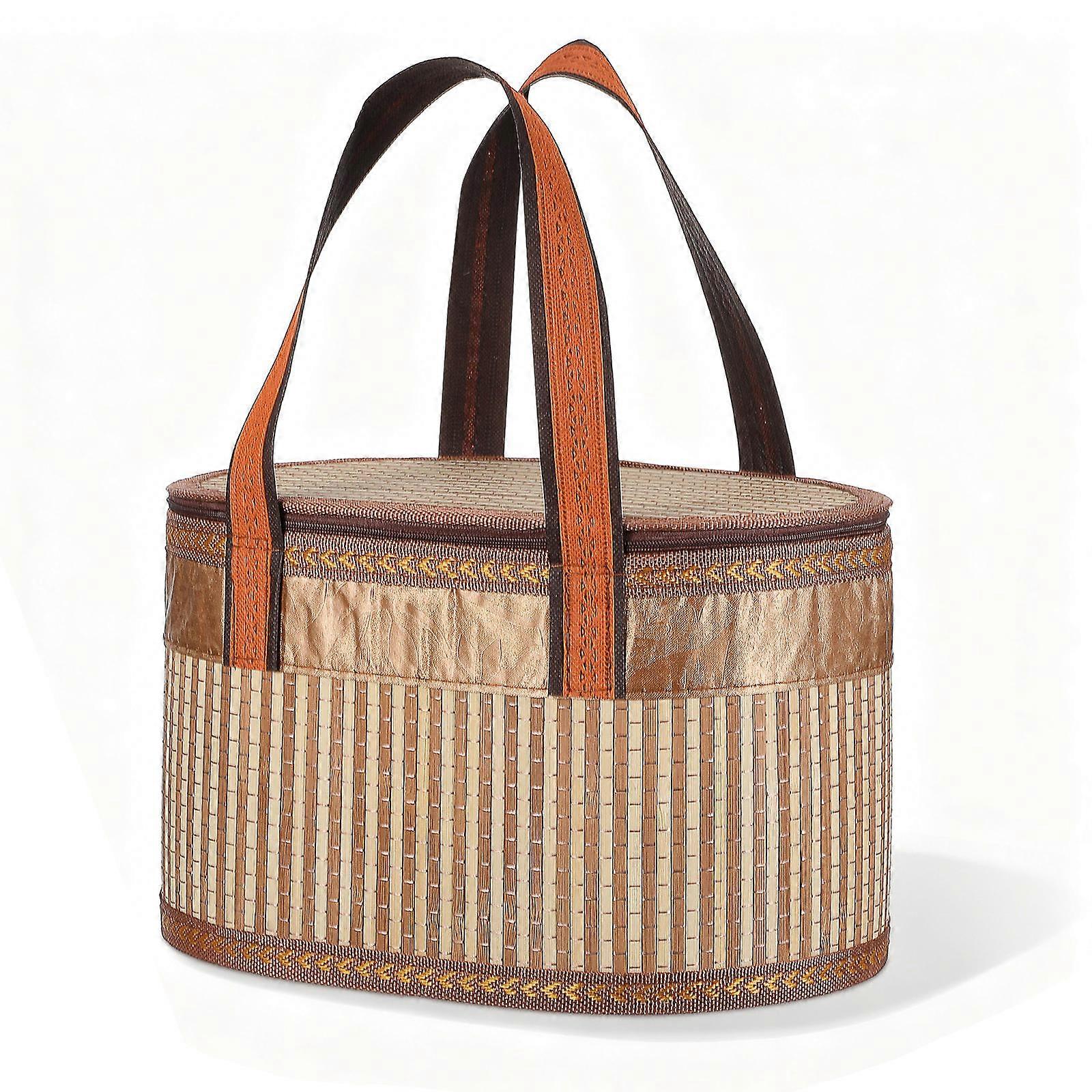 Woven Basket with Handle for Storage 1 Piece Bamboo Material