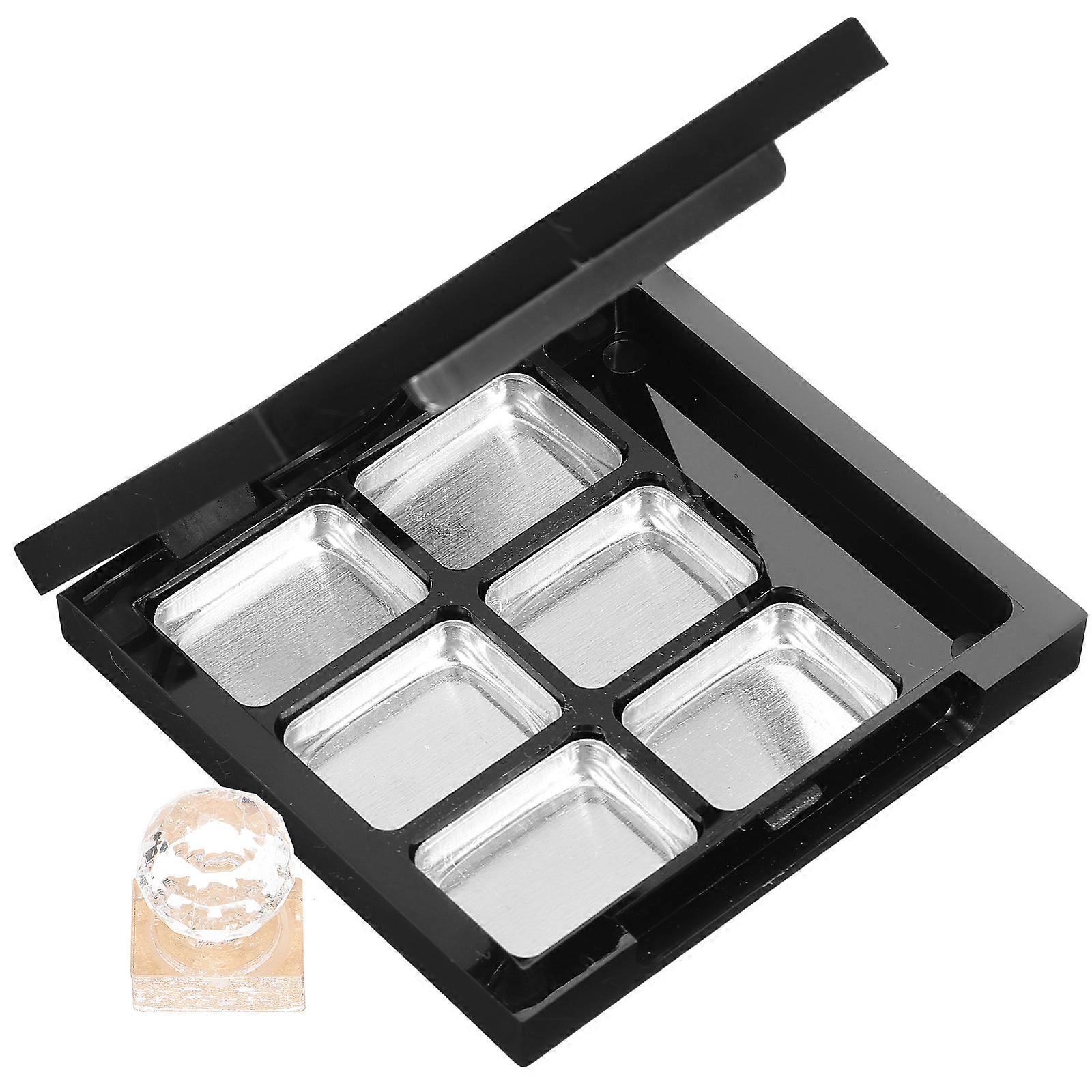 Highlighter Empty Holder Refillable Cosmetics Container Travel Aluminum Material Nine Grid Design Makeup Testing 1Set