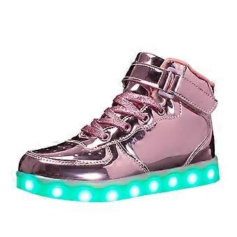 Sommer-Sneaker für Mädchen, einfarbig, flach, dicke Sohle, leicht, leuchtende LED-Blinker, pflegeleichtes, modernes Design