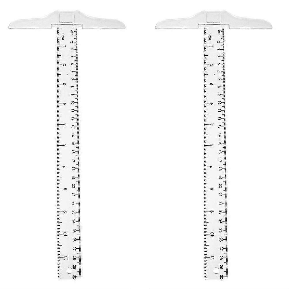 2pcs Double Scale Plastic T Shape Measuring Rulers as Measuring Tool