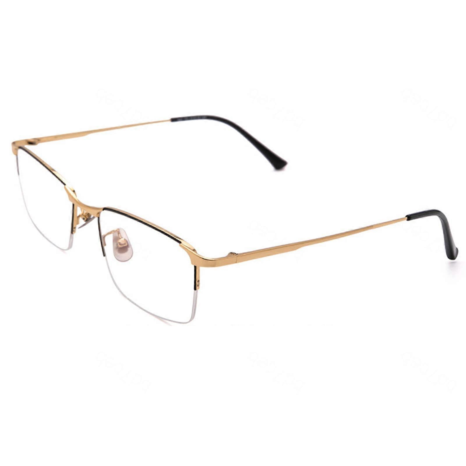 Gold Frame Titanium Half Reading Glasses +1.00 Progressive Multifocal Blue Light Blocking