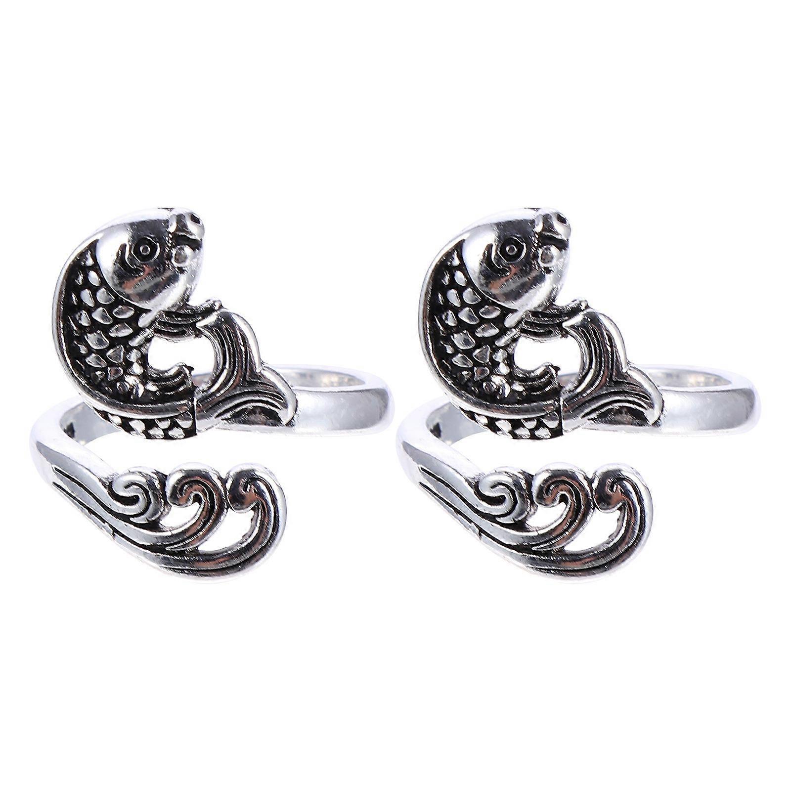 Crochet Loop Ring Knitting Loop Ring for Sewing 2Pcs Metal Adjustable Rings