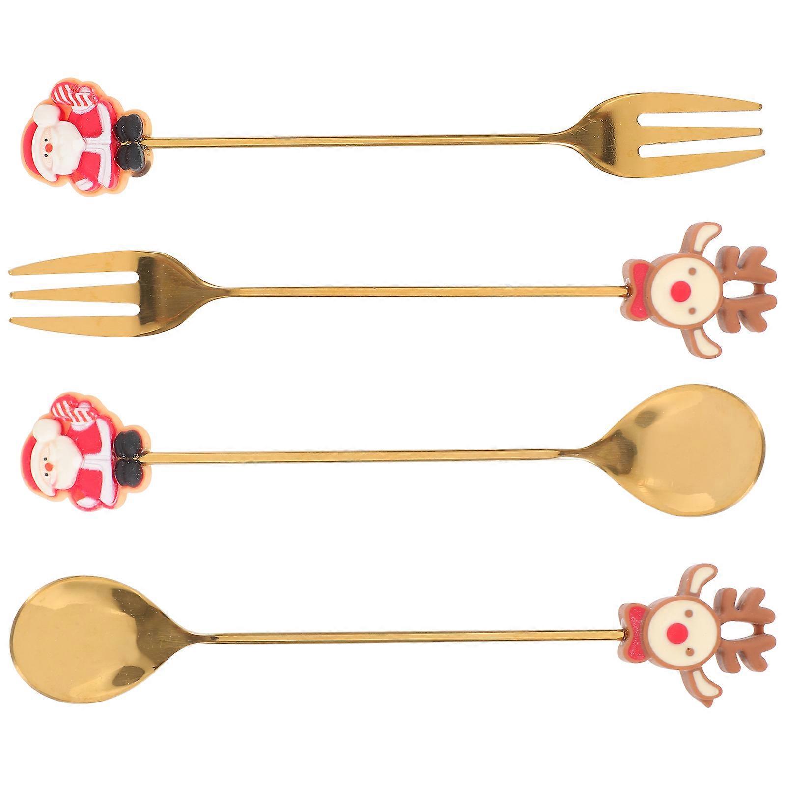 Christmas Set Cartoon Party Tableware Kit for 2Sets