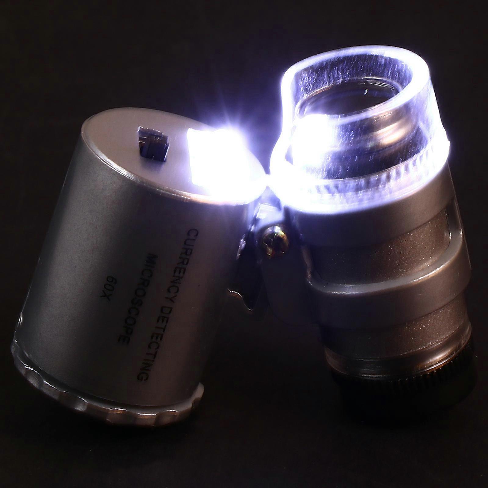 Silver Currency Detecting Microscope for Magnifying Use 1Set with LED Light
