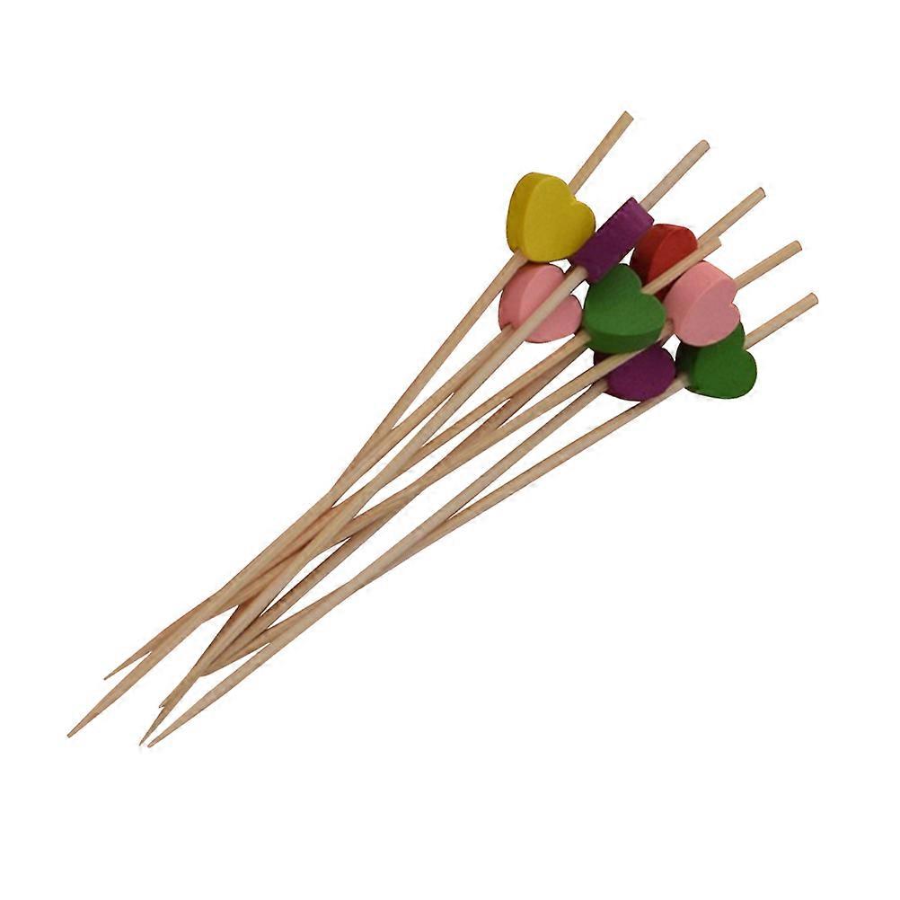 Heart Shape Bamboo Fruit Picks for Food Using 100Pcs Assorted Toothpicks