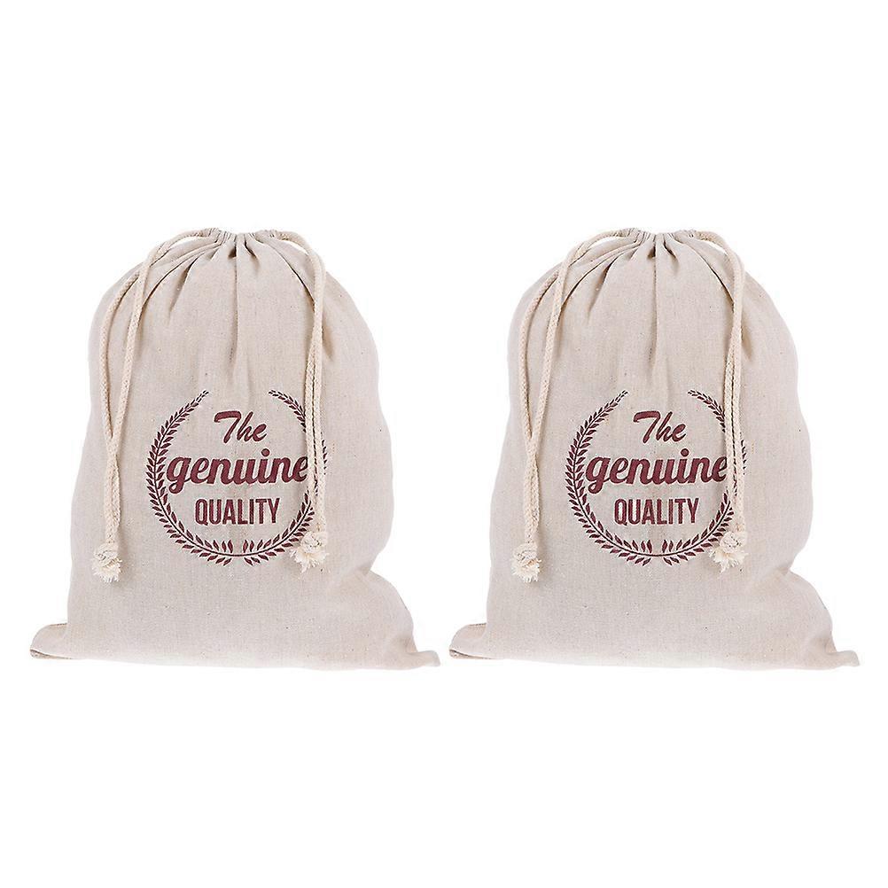 Reusable Organic Cotton Drawstring Bread Bag for Storage 2Pcs Red Linen