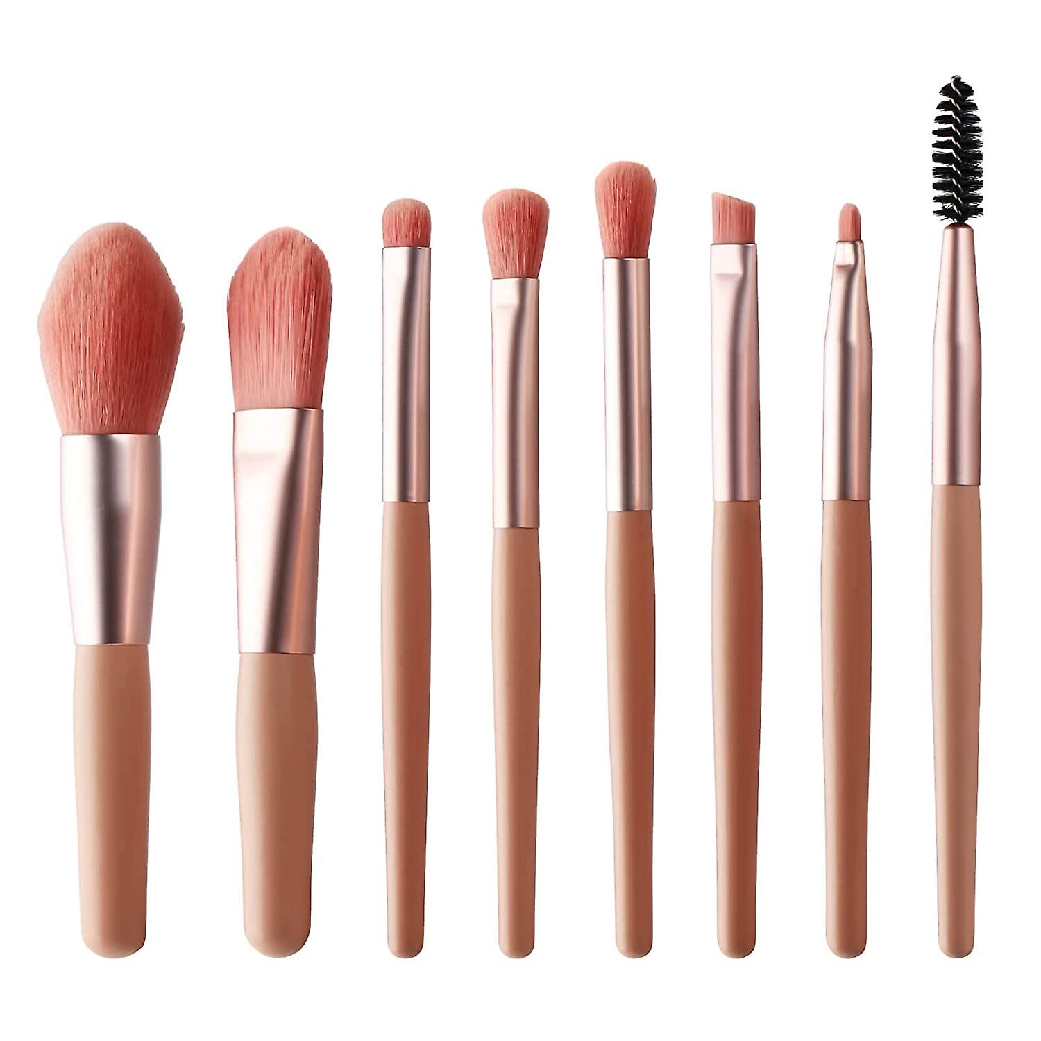 Makeup Brush Set8 Pcs Makeup Brushes for Foundation, Blush, Eye shadow, Eyelash, Lip and Brow, Portable Mini Makeup Brush (Pink)