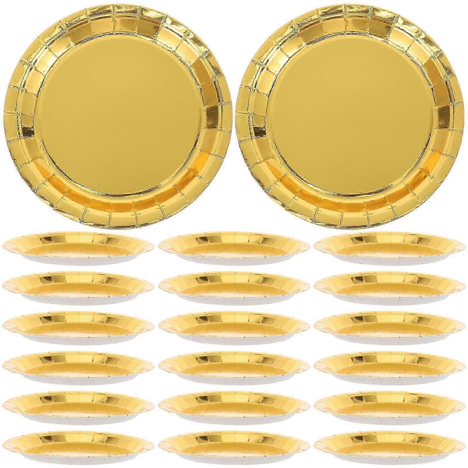 Golden Multi-Function Paper Plates for Cake Serving 80Pcs Household Use