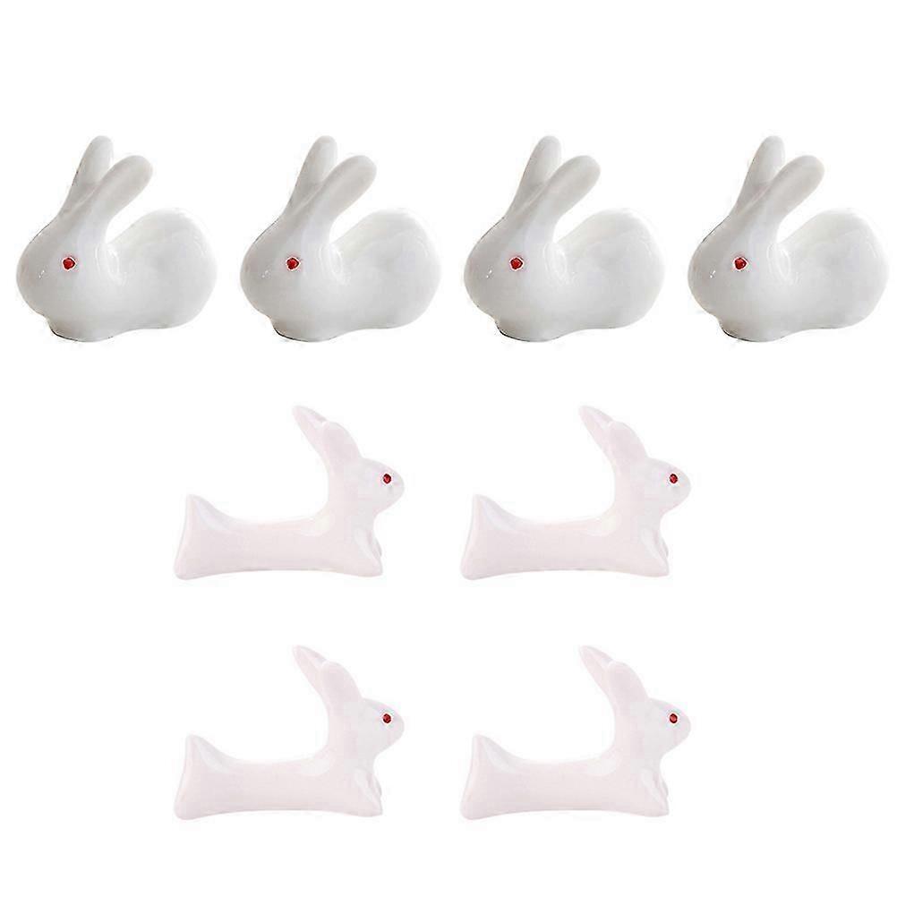 Rabbit Chopstick Holder Ceramic for Table Use 8Pcs Assorted