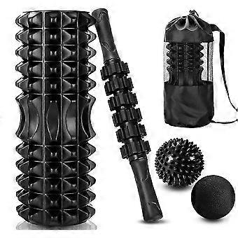5 in 1 Yoga Foam Roller Muscle Massage Set,Fitness Stick Roller Massage Ball compatible with Deep Muscle Gym Pilates Body Exercise