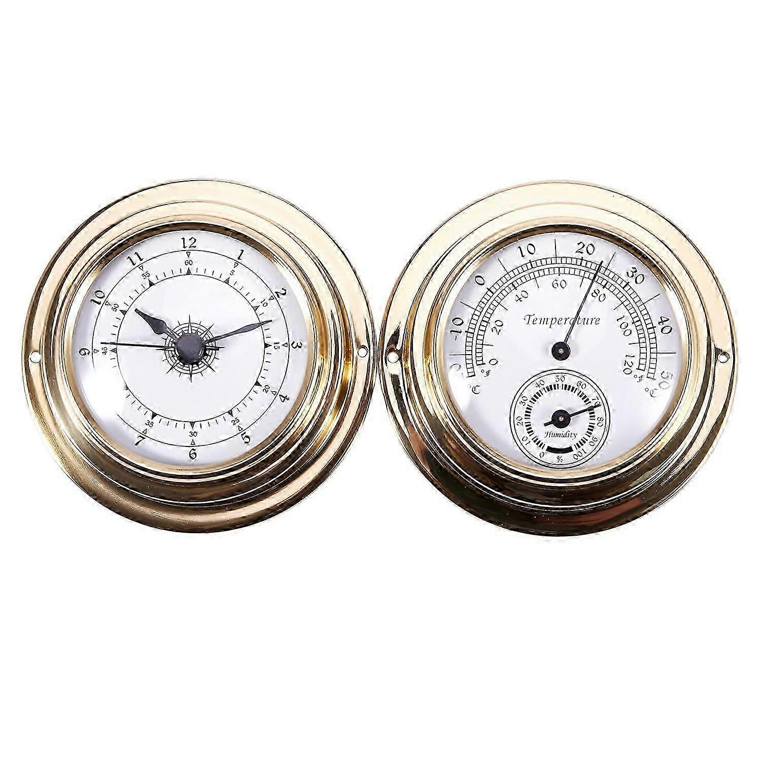 Termometer Hygrometer Barometer Klockor 2 Hela Set Väderstationsmätare