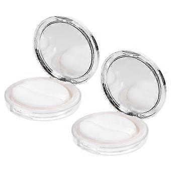 Portable Loose Powder Makeup Case 2 Sets Flip-Type Design Rangement Support Usage Domestique Argent
