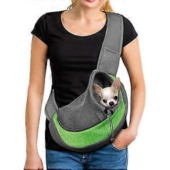 Bærbar hundebæretaske Åndbar mesh crossbody-taske til hund og kat hvalp Pet skulderslyngebæretaske Justerbar rejsetaske til små kæledyr hund, L