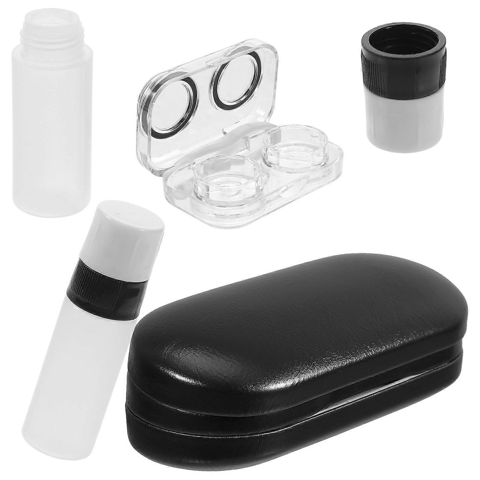 Black Eyeglass Case Double Function with Lens Storage 1Set Portable Kit