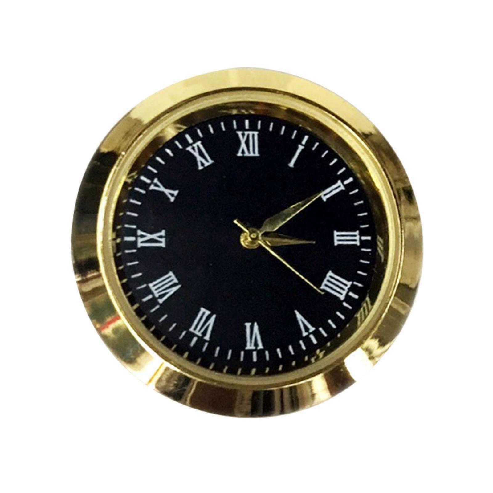 36mm Round Clock Insert Replacement, Black Dial Roman Numeral, Small Craft Clock Insert for DIY Projects