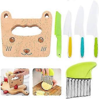 Wood Kids Kitchen Knife Toddler Knife Set Cooking Knives Vegetable Crinkle Cutter Cooking Utensils compatible with Kids Kitchen Supplies High Quality