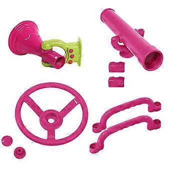 2025 4 pcs Playground Accessories Pink for Backyard Swingset Outdoor Playhouse