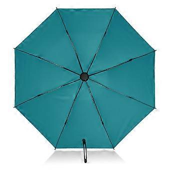 Compact Travel Umbrella Automatic Open Close Wind Resistant UV50+ Reverse Folding Peacock Blue