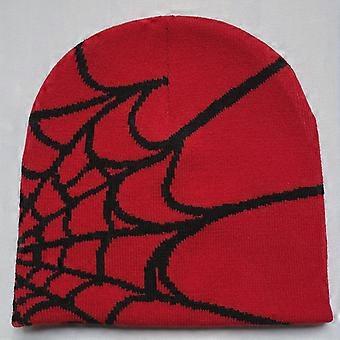 Jacquard Knitted Beanie with Spider Web Pattern, Warm Winter Cap for Men and Women, Outdoor Cycling Headwear