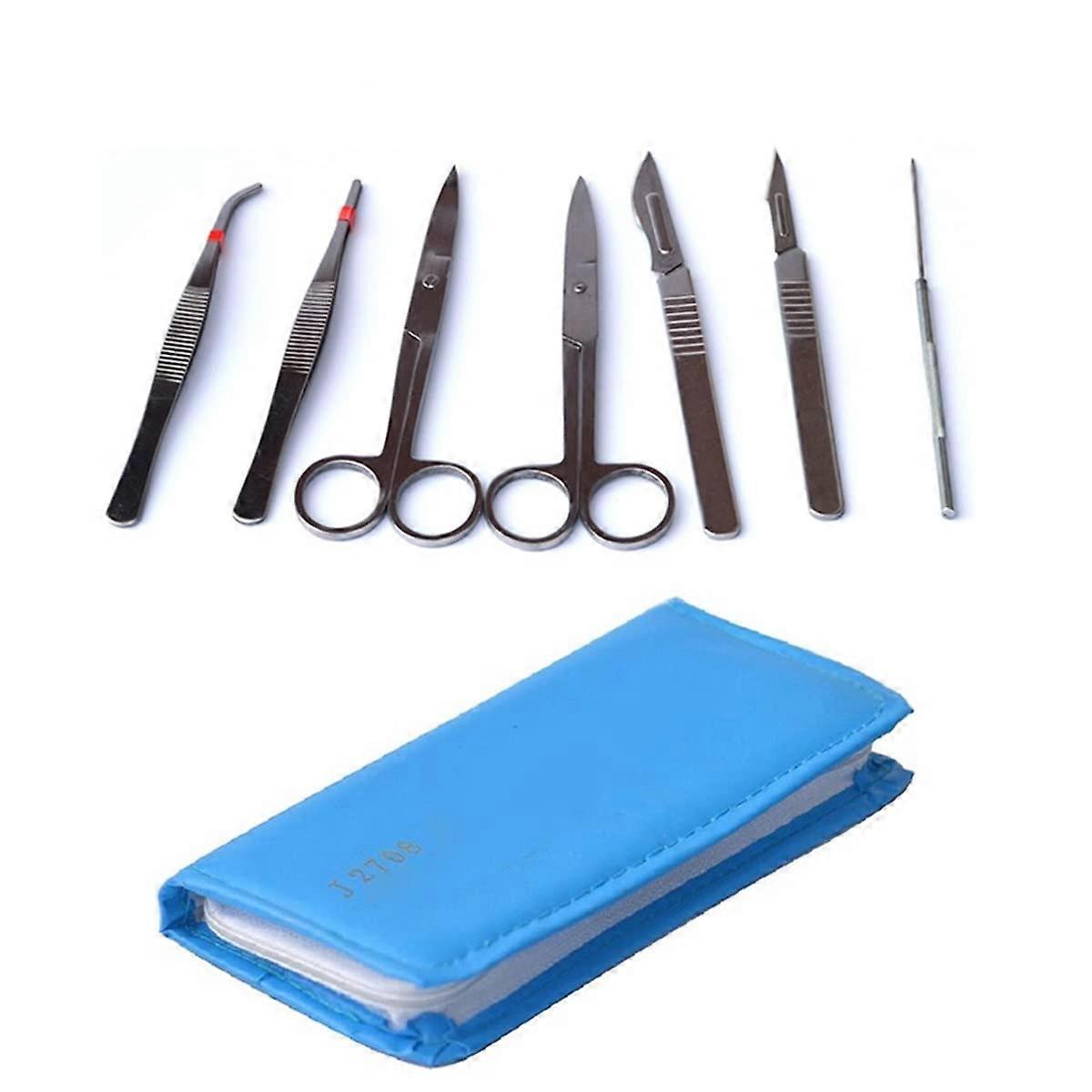7 Piece Microscope Dissecting Kit with Durable Metal Tools for Laboratory Use and Precise Specimen Control