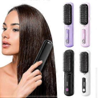 Cordless Hair Straightener Brush | Fast Heating | Anti-scald | 4 Temp Settings | Travel Hair Styling Tool.B3