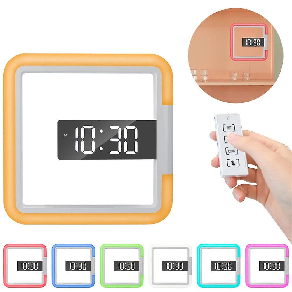 Digital Clock Led Wall Remote Controled Rgb Mirror Clock