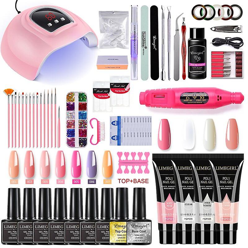 Manicure Set For Nail Extensions Gel Nail Polish Set Soak Off Uv Led Lamp Dryer Nail Set E