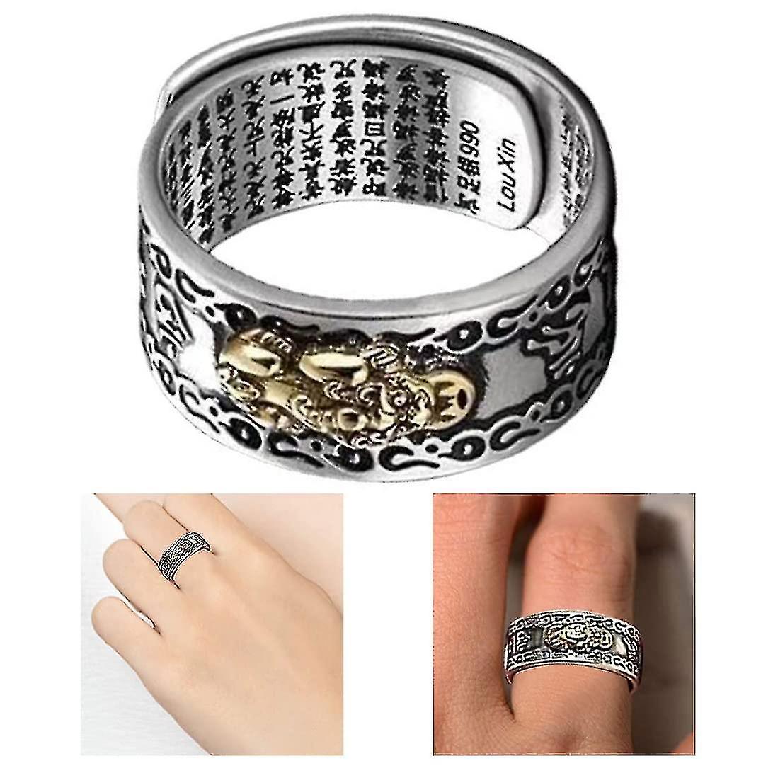 Pixiu Mantra Ring Feng Shu Pxu Man Mantra Protecton Wealth Rng