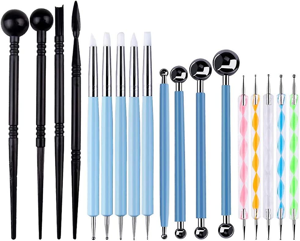18 Pcs Polymer Plasticine Sculpting Tools, Dotting Tools, Ballpoint Stylus, Rubber Tips, Clay Ceramic Impression Tools