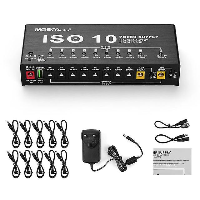Gitarreneffekt Netzteil Gitarreneffektpedal Netzteil Zubehör Bässe Gitarrenpedal Power 10 isolierte DC-Ausgänge
