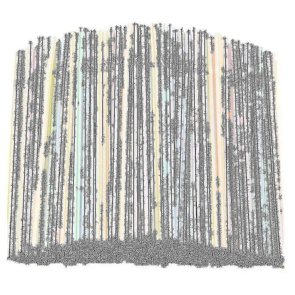 1000 قطعة من مصاصات بلاستيكية مرنة مخططة متعددة الألوان للاستخدام مرة واحدة