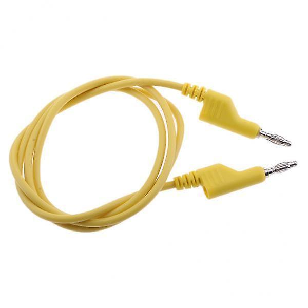 2xSilicone 1M 4mm Banana Plug Test Cable Lead for Multimeter Crocodile Clip Light Yellow