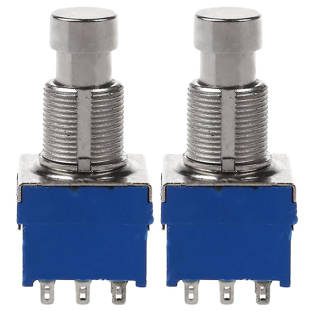 2pcs Gitarre Effektschalter 9-Pin Gitarre Effekte Pedal Box Stomp Fuß Metall Schalter True Bypass Blau