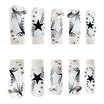 Black Pentagram Transparent Fake Nails Ultra-flexible Lasting Comfort Fake Nails For Manicure Lover Daily Home Diy