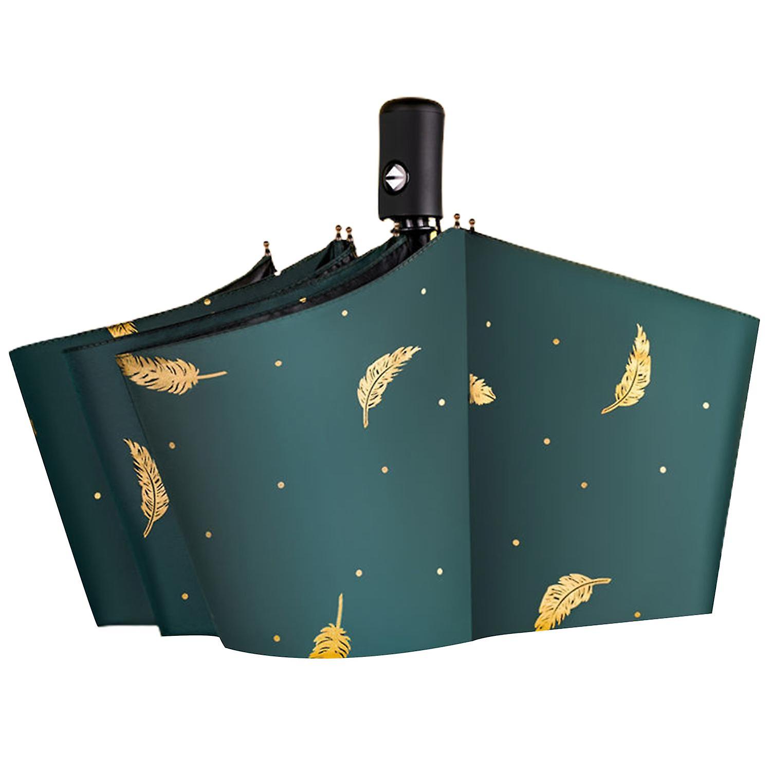 Three-folding Full Automatic Umbrella Polyester Collapsible Windproof Rain Umbrella for Summer