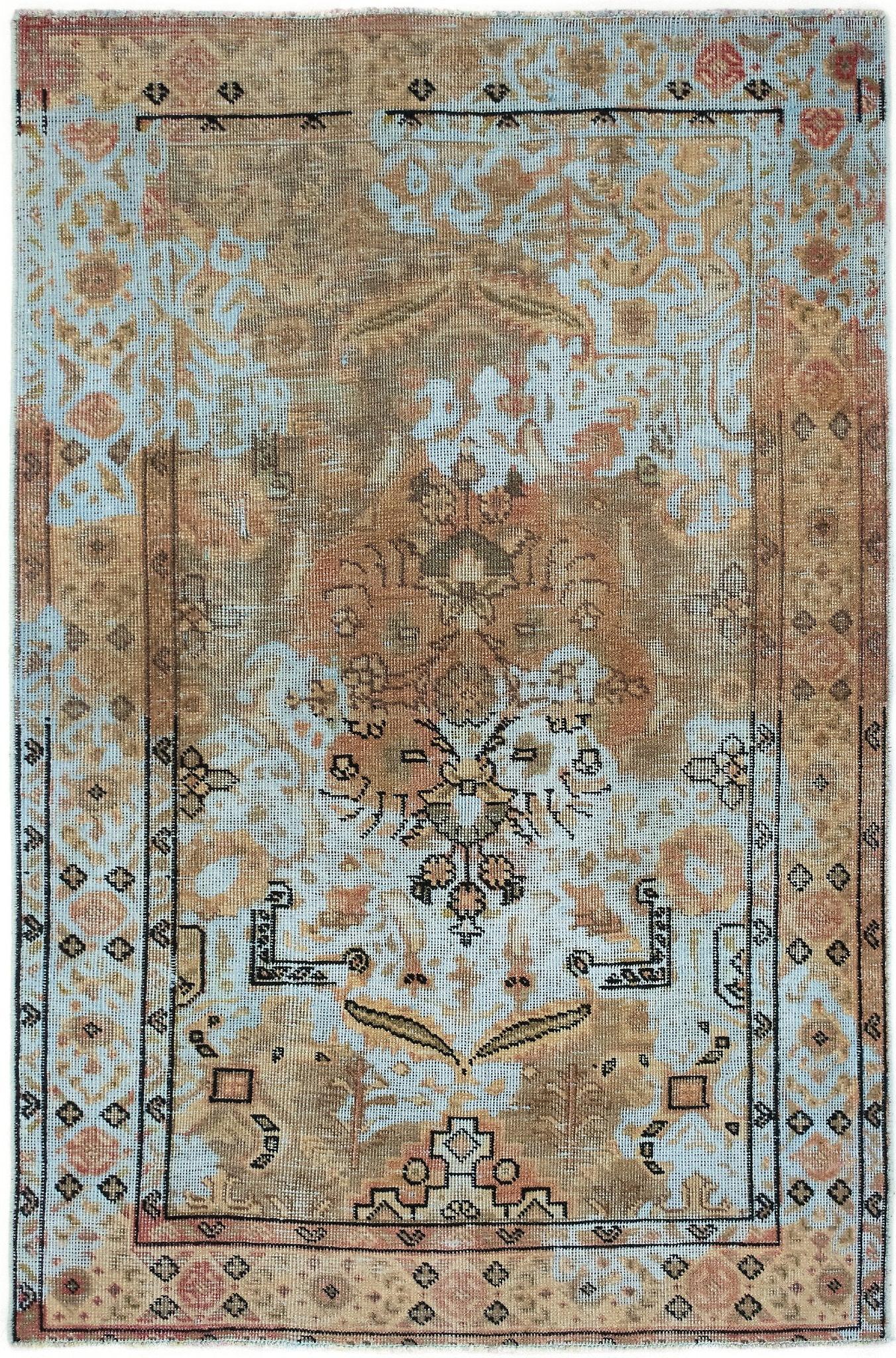 Vidal Vintage Royal 96x148 配浅蓝色手工打结的中亚地毯