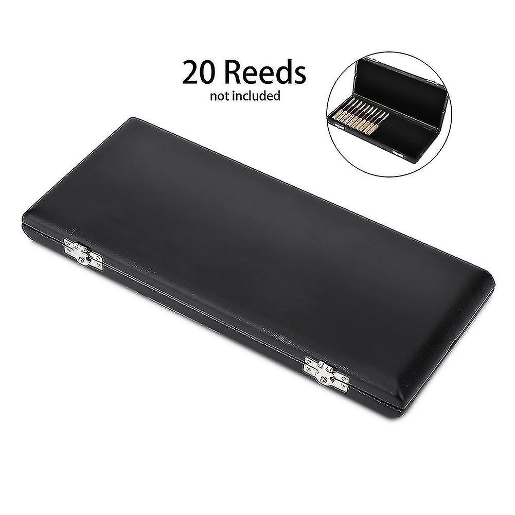 Wooden PU Leather Reed Case Holder for 20pcs Oboe Reeds, Durable Storage Box with Secure Closure and Compact Design